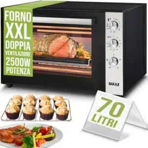 Forno elettrico ventilato Bakaji , forno elettrico 70 litri , forno ventilato