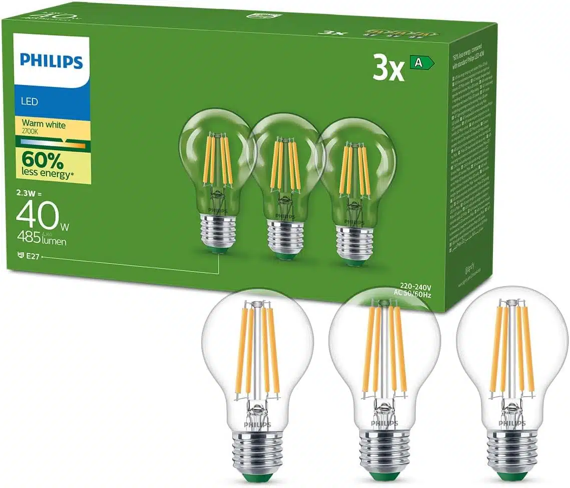 PHILIPS 3 Lampadine a LED, Classe A, E27 1 Lampadine a LED PHILIPS, lampadina philips led , lampadine a LED classe A